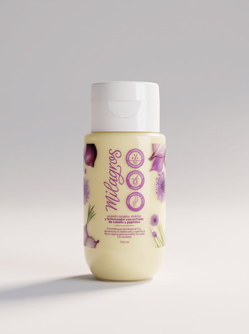 ACONDICIONADOR ANTIFRIZZ Y FORTALECEDOR CON CEBOLLA Y PÉPTIDOS MINI - MILAGROS